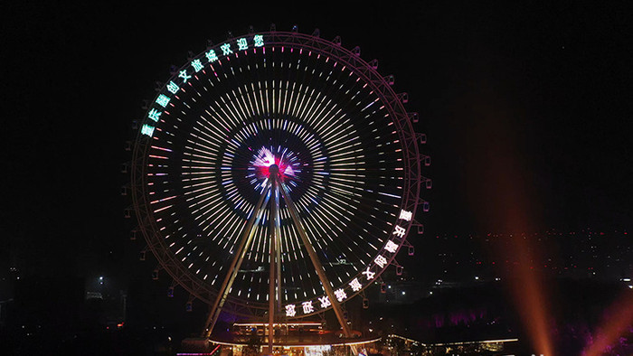 4K航拍万达文旅城夜景视频素材