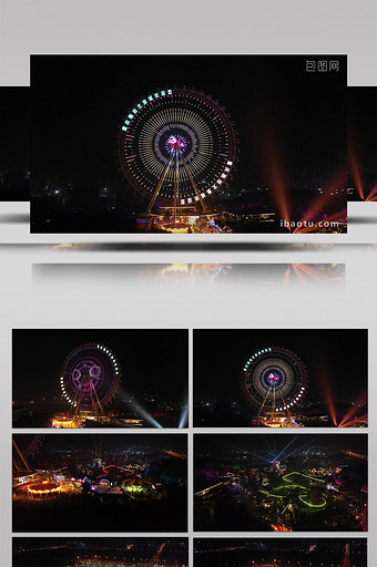 4K航拍万达文旅城夜景视频素材图片