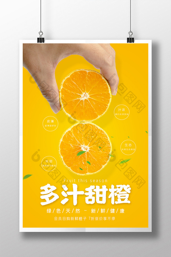 多汁甜橙新鲜橙子特写水果促销图片图片