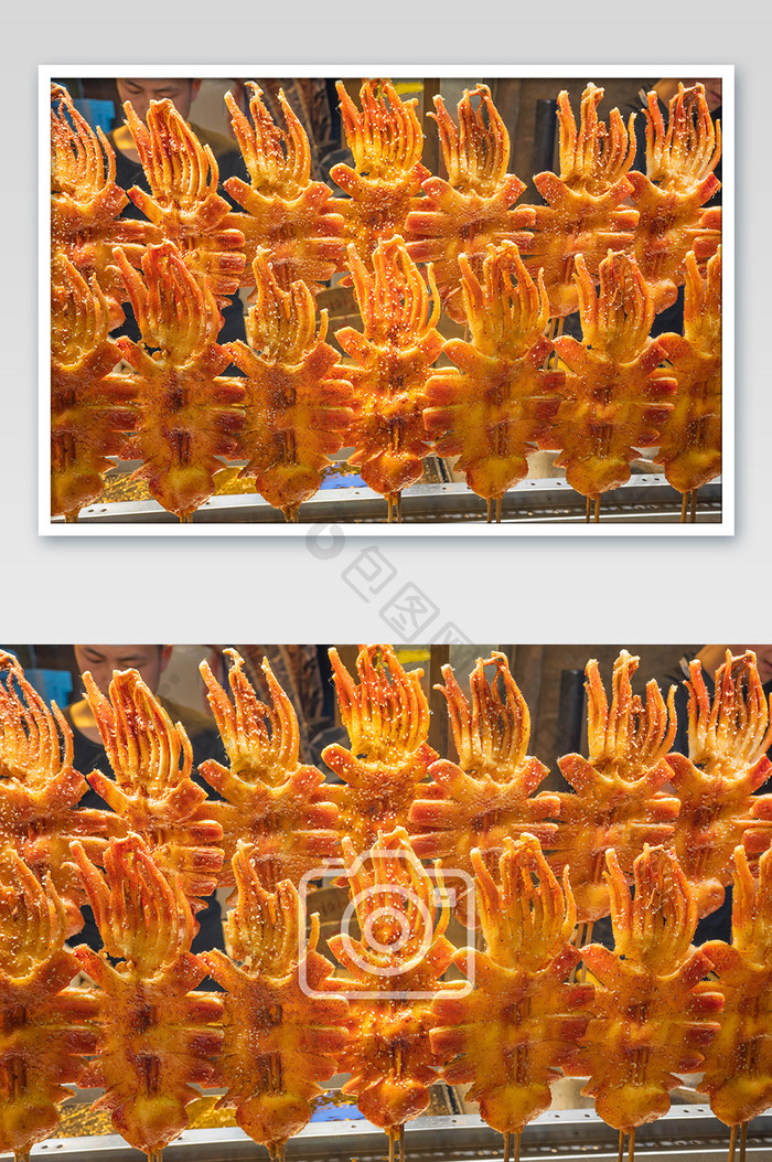 陕西特色美食烤鱿鱼摄影图片