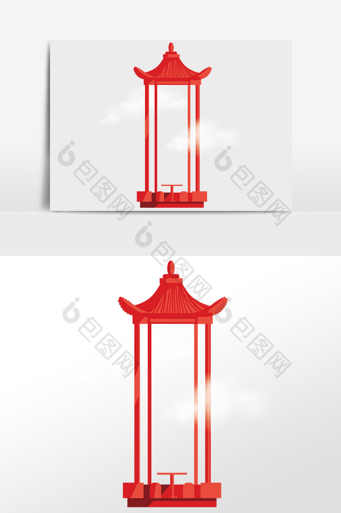 中式凉亭红色建筑
