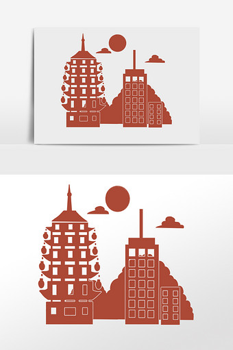 杭州地标建筑剪影