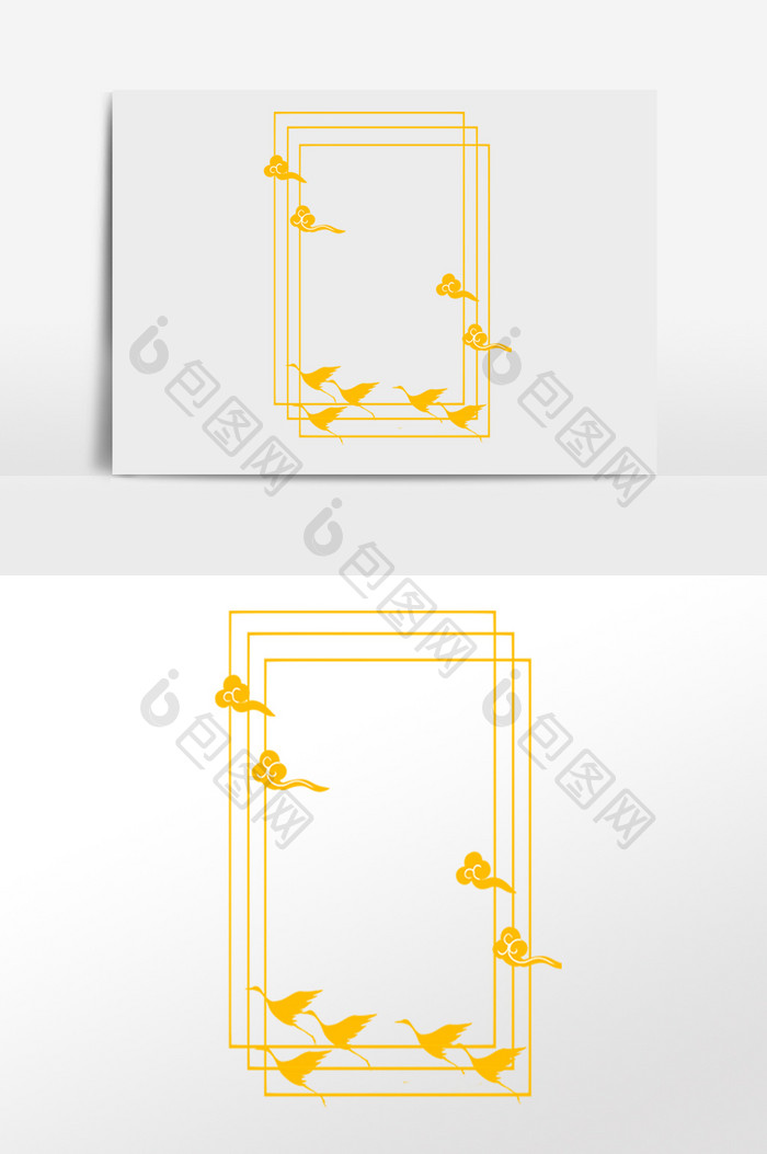 中式金色祥云线性框