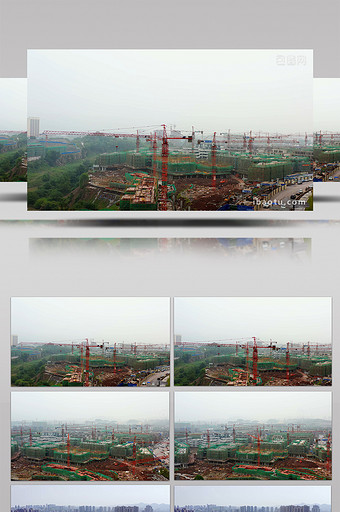 4K实拍重庆万达文旅建筑工地航拍视频素材图片