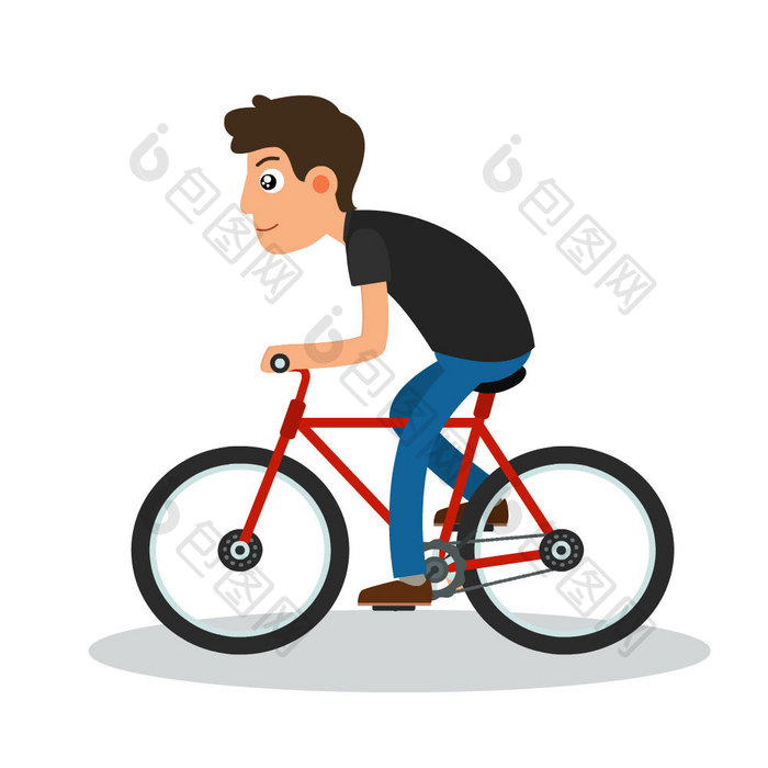 青年骑单车绿色出行环保动图GIF