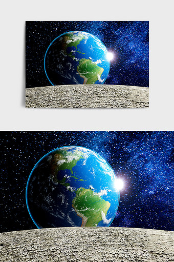 C4D仿真外太空观察地球模型效果图图片
