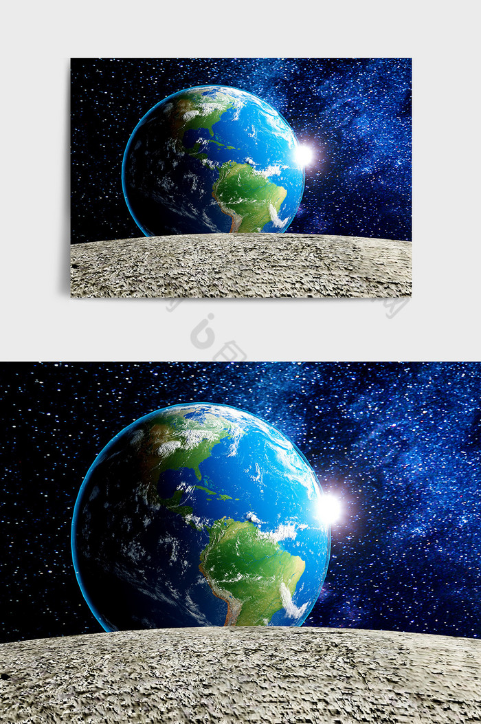C4D仿真外太空观察地球模型效果图图片图片