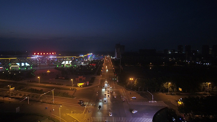 高清实拍连云港昼夜城市的道路小区航拍