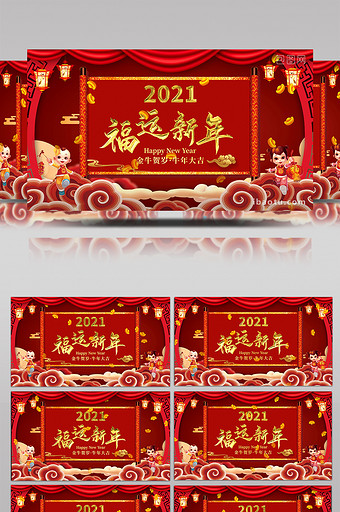 4K福运新年循环LOGO主题AE模板图片