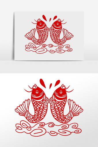 新年年年有鱼年画剪纸
