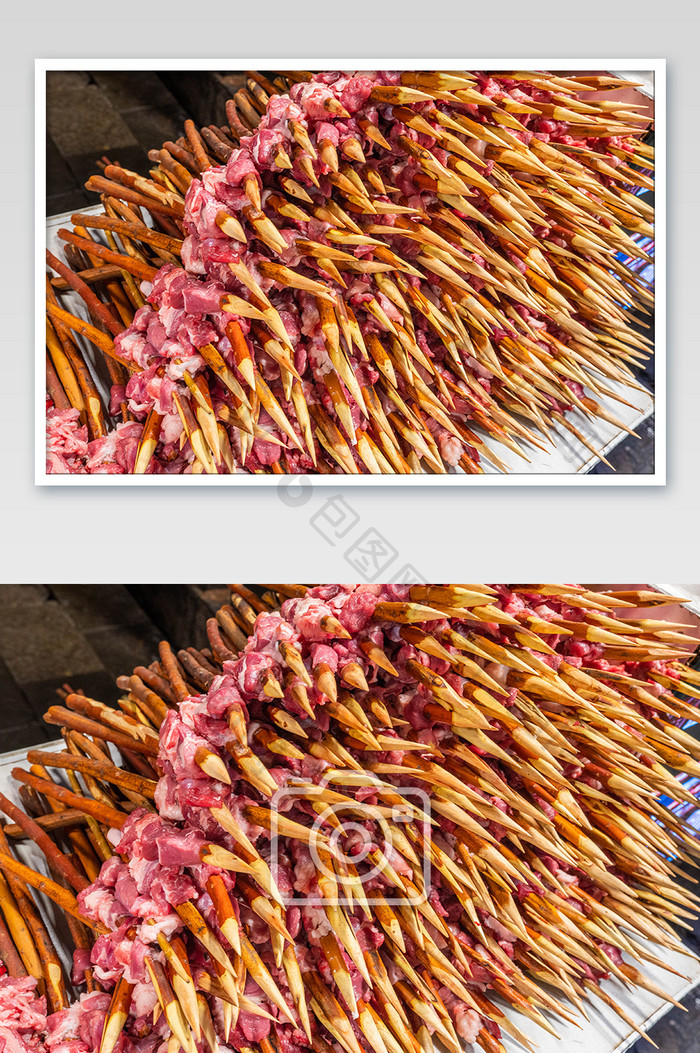 西安回民街红柳羊肉串摄影图