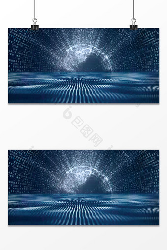 蓝色科技简约大气空间感看会背景图片