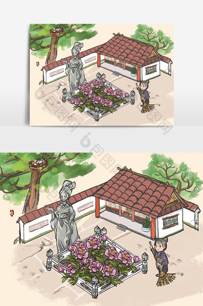 江南古风庭院百景图图片