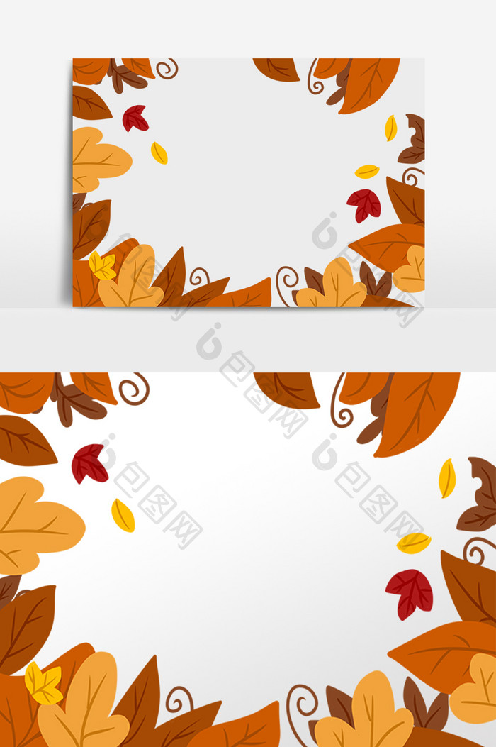 秋天植物树叶底纹边框