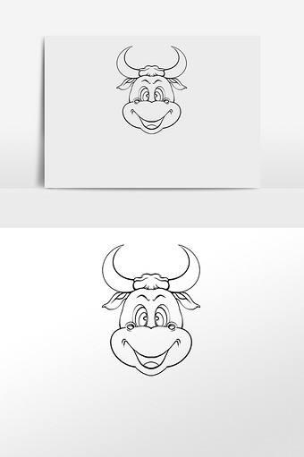 素描牛年线描牛头