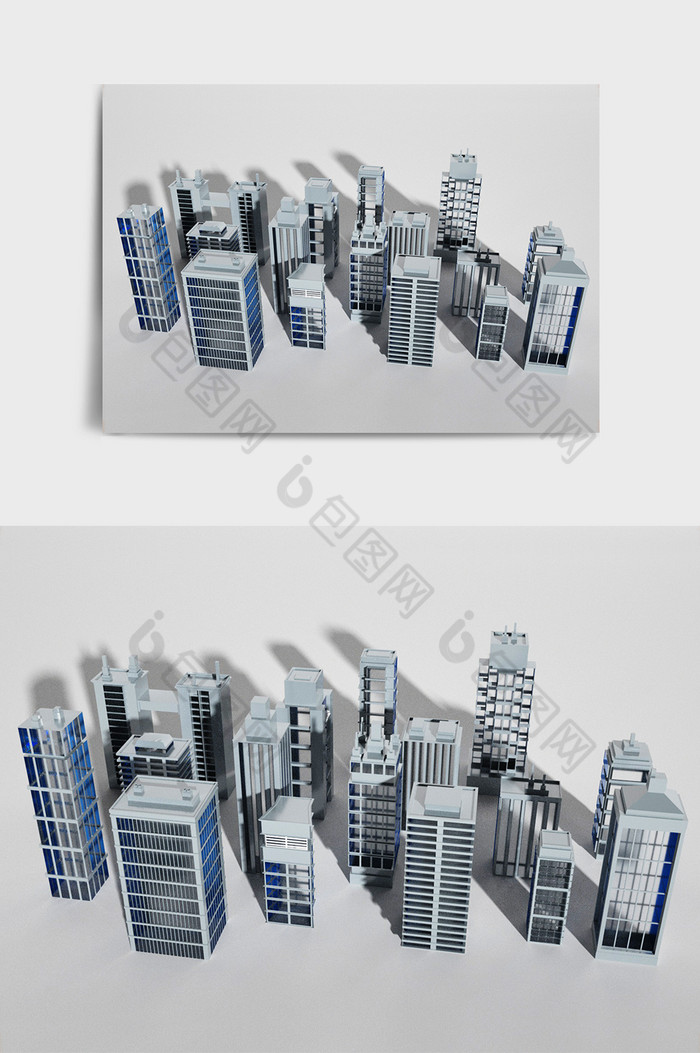 灰色系简约风格现代楼宇建筑C4D创意场景图片图片
