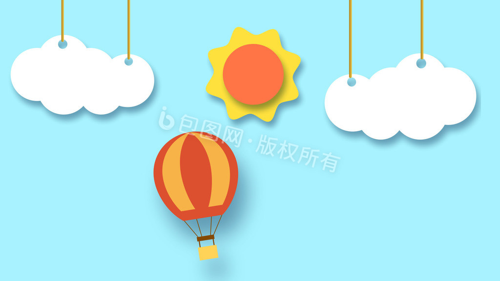扁平化天空热气球卡通素材小动画GIF动图图片