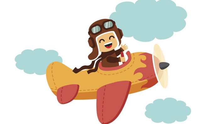 卡通人物飞行员卡通飞机旅游素材小动画