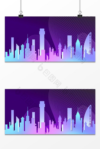 紫色 商务科技城市光效背景图片