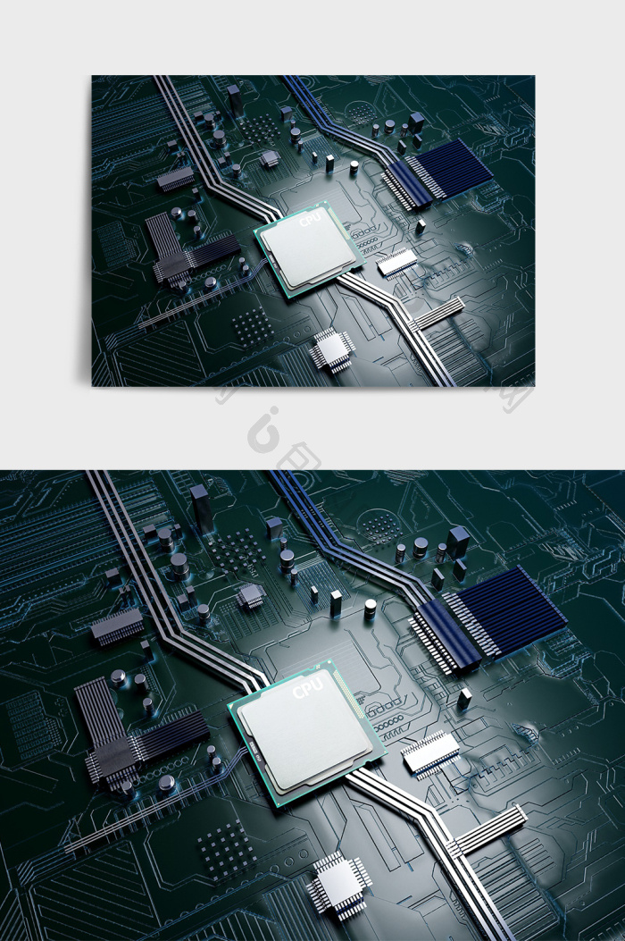 【c4d仿真写实数字芯片模型场景效果图】图片下载-包图网