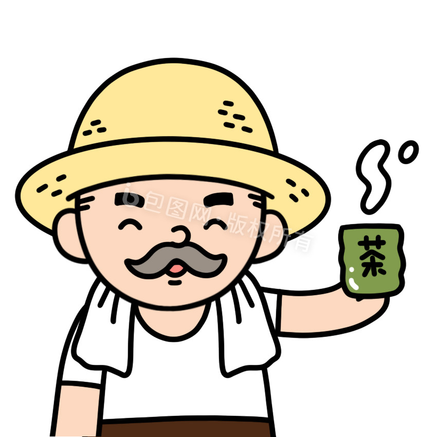 农民-喝茶表情包动图GIF图片