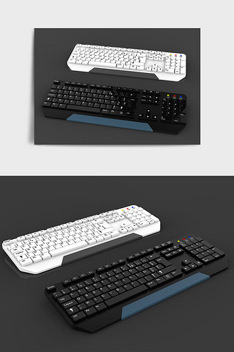 黑白简约键盘C4D模型图片