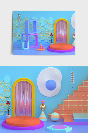 C4D电商场景背景模型（OC渲染）图片