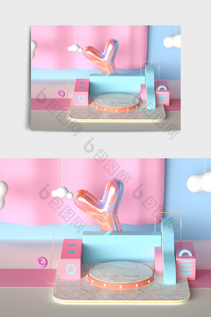C4D粉色背景产品展台OC渲染图片图片