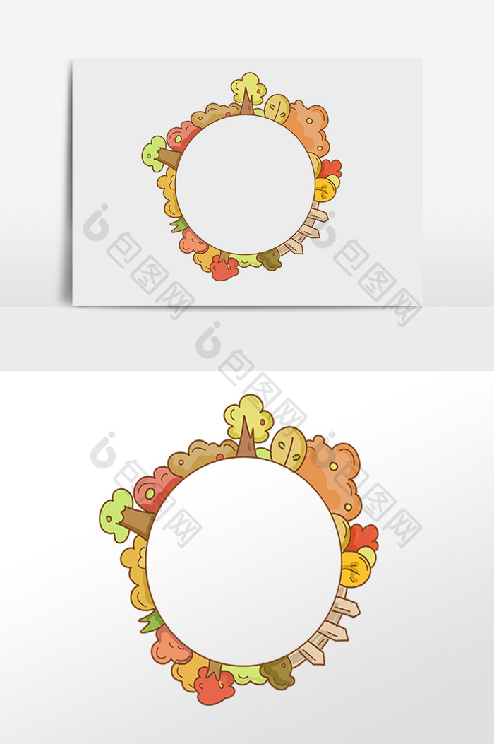 秋天秋季圆形边框