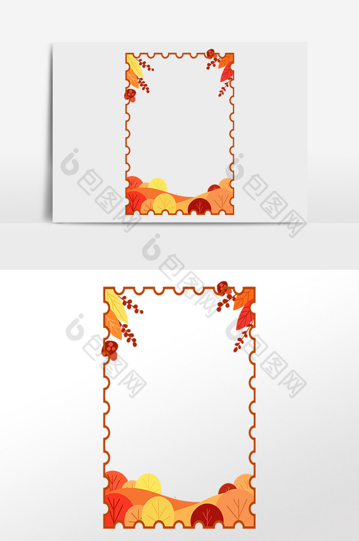 秋天秋季树叶果实边框