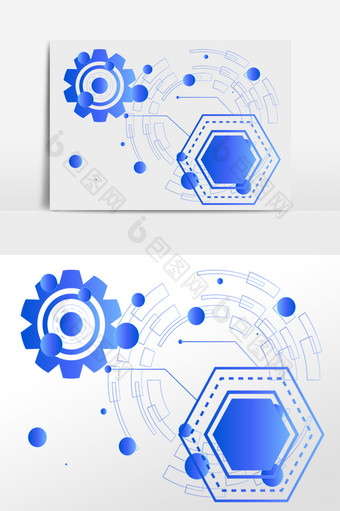 蓝色商务齿轮信息图表图片