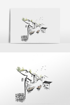 水墨江南民居建筑