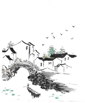 水墨江南民居建筑图片