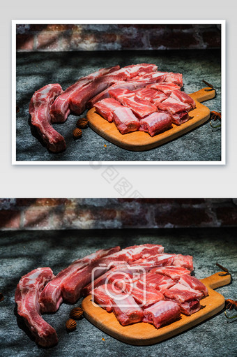 餐饮食材冷鲜排骨肉摄影图图片