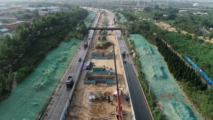 城市环城道路工程基础建设航拍视频