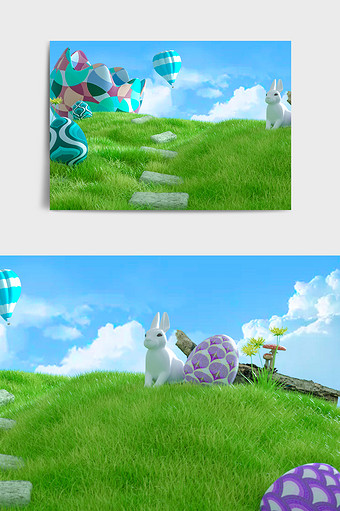 c4d创意草地,草坪场景