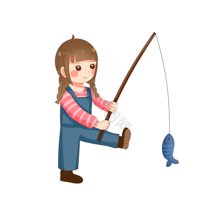 钓鱼小女孩图片