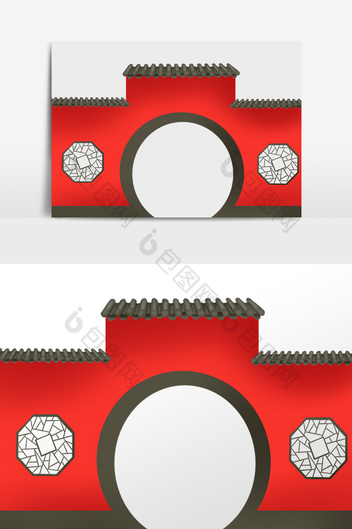 古风红墙拱门建筑图片图片