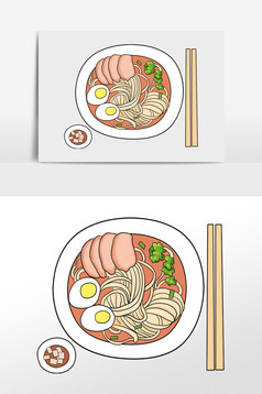 牛肉面简笔画 彩色图片