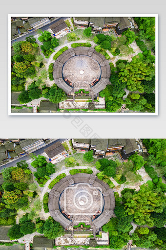 俯拍苗族特色建筑广场摄影图片