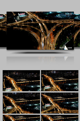 航拍南京城市延时高架车流穿梭灯光变化图片