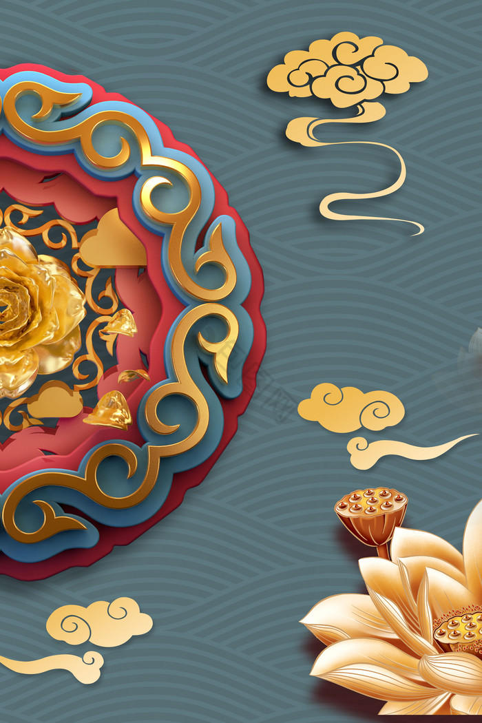 新中式鎏金装饰画图片