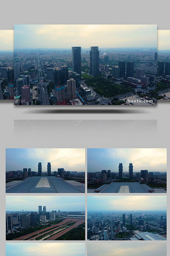 航拍郑州绿地中心双子塔高铁站商圈图片