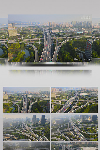 杭州市中兴立交车流交通航拍4k视频图片