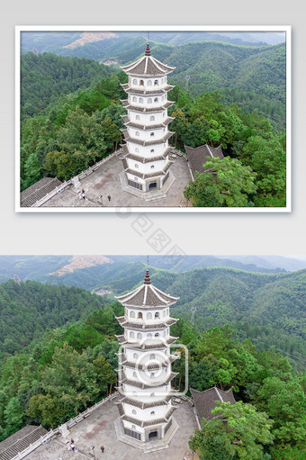 航拍贵州侗族古塔建筑摄影图片