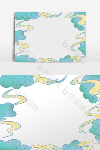 清新国潮云朵装饰边框图片