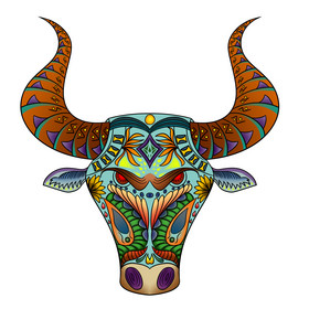 民族花纹老牛头图腾