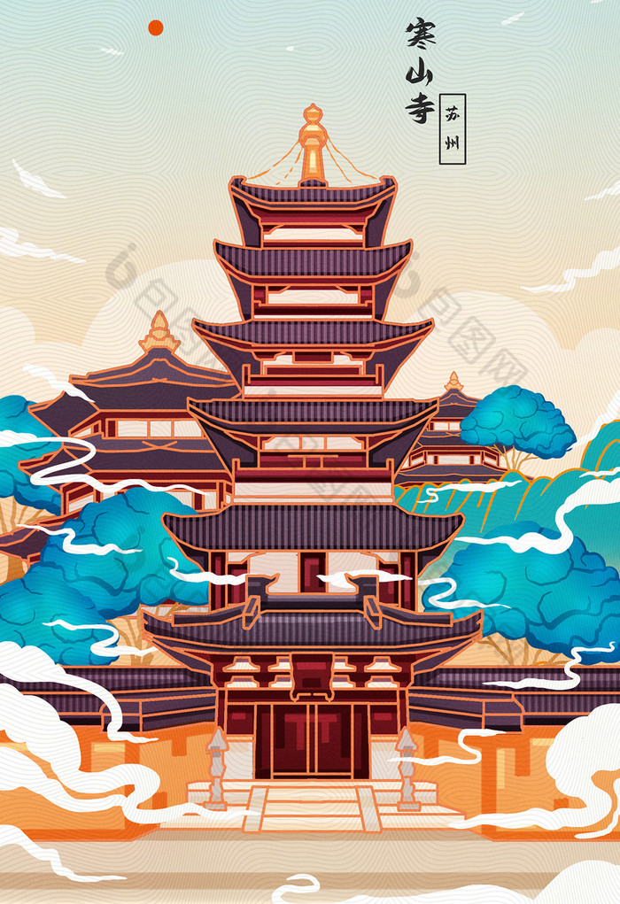 本次作品主题是插画,使用场景是风光建筑,编号是19558686,格式是psd