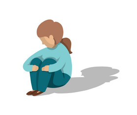 卡通女孩心理疾病抑郁症