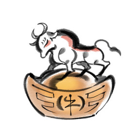 2021牛年水墨牛大吉大利